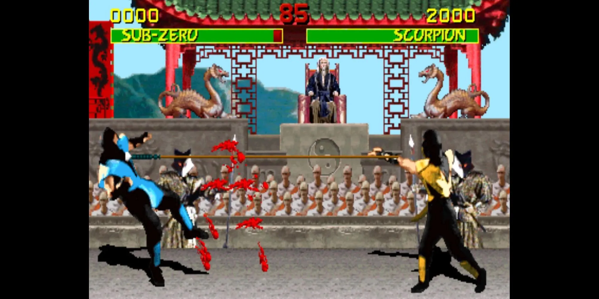 Cảnh chiến đấu trong Mortal Kombat (1992) với đồ họa digitized sprites đột phá