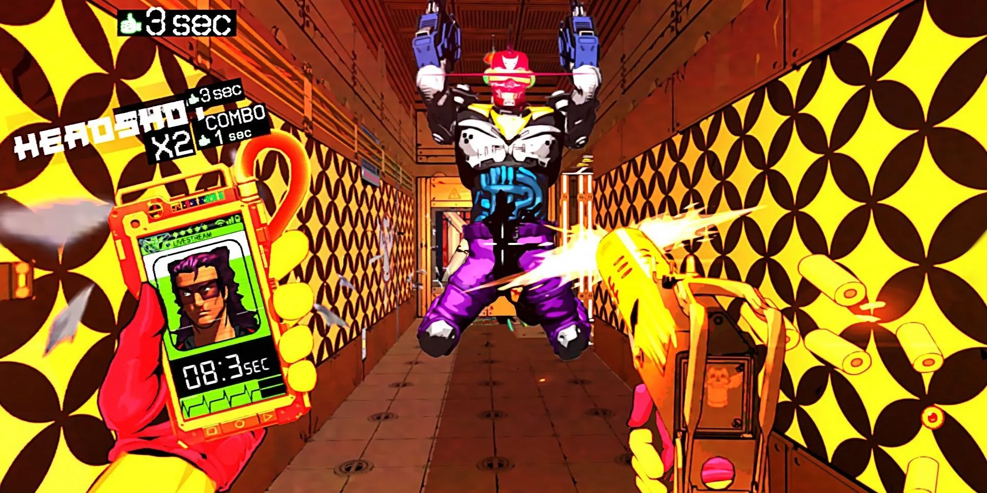 Cảnh nhân vật bắn hạ kẻ địch trong game FPS hành động nhanh Mullet MadJack