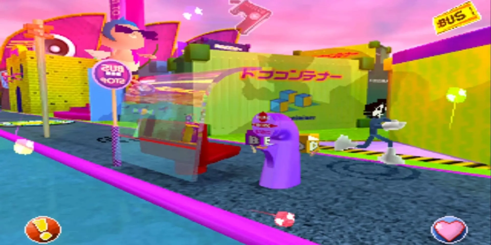 Cảnh nhân vật chạy trốn khỏi kẻ thù trong thế giới kỳ lạ của game Planet Dob