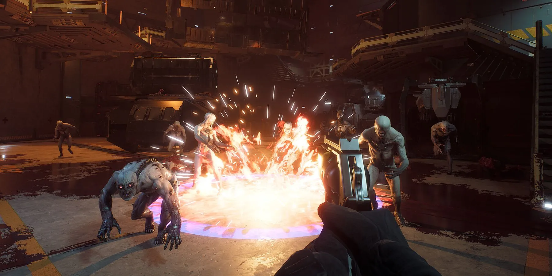 Cảnh tượng cháy nổ hoành tráng trong Killing Floor 3, cho thấy hiệu ứng đồ họa ấn tượng và những màn chiến đấu khốc liệt