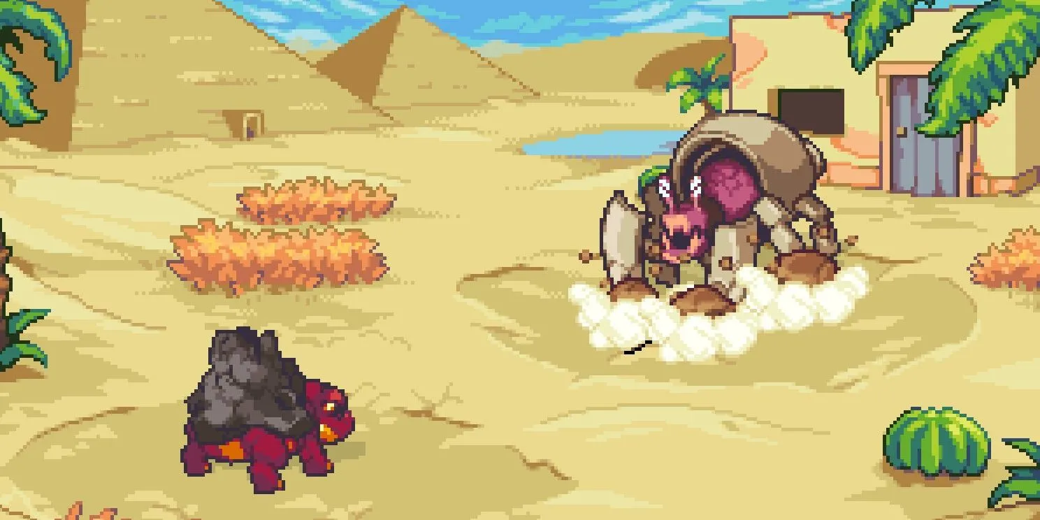 Chiến đấu trong game Coromon với giao diện 2D cổ điển