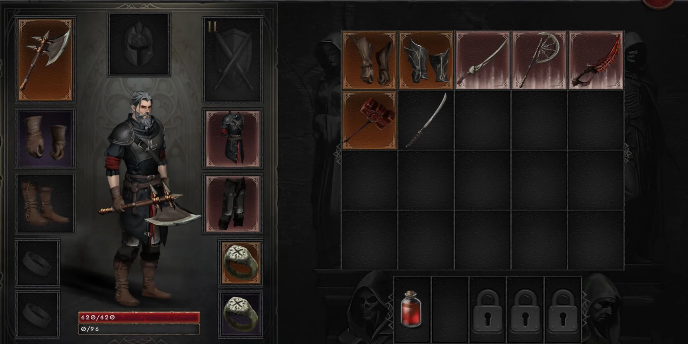 Dũng sĩ cầm kiếm và khiên trong Vampire's Fall 2, biểu tượng của sự bền bỉ trong game nhập vai