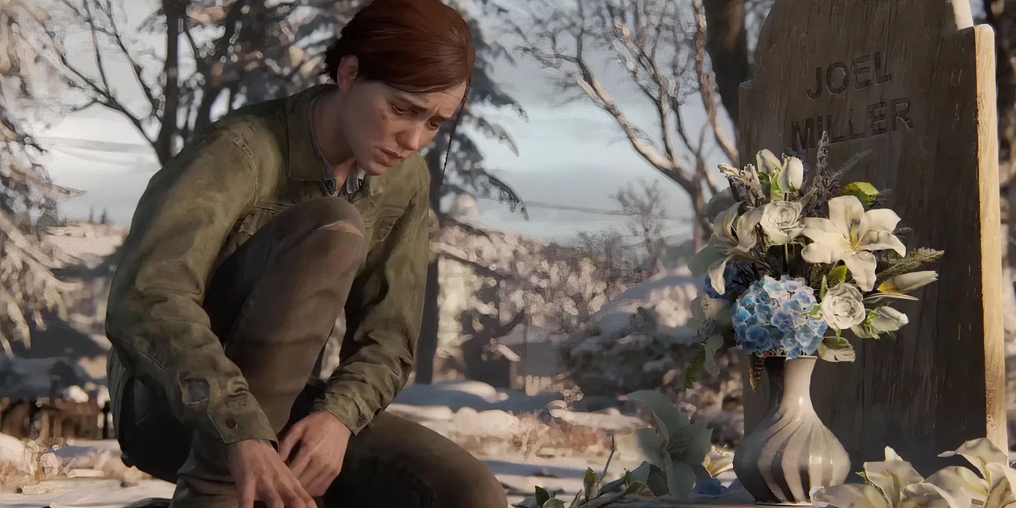 Ellie Williams bên giường Joel Miller trong game The Last of Us Part 2