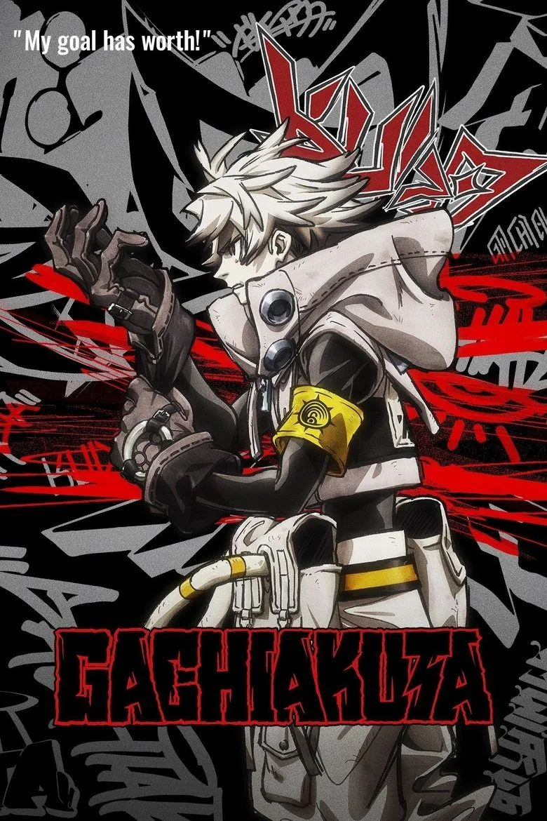 Gachiakuta: Poster anime với nhân vật chính Rudo và bối cảnh thành phố thải