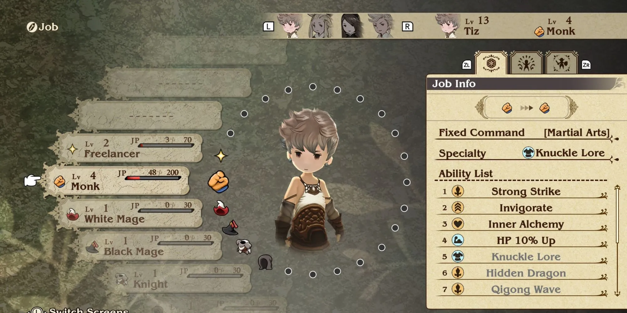 Giao diện hệ thống Job đa dạng trong Bravely Default Remaster