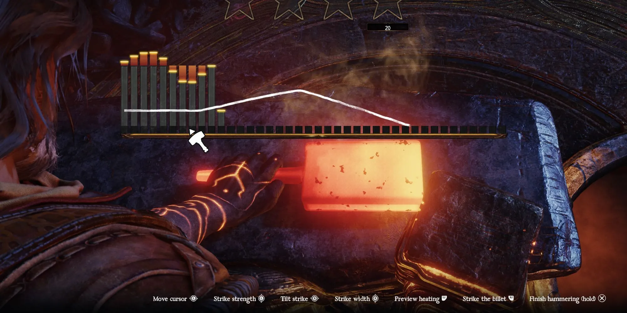 Giao diện hệ thống rèn và chế tạo vũ khí tại Anvil trong game Blades of Fire.