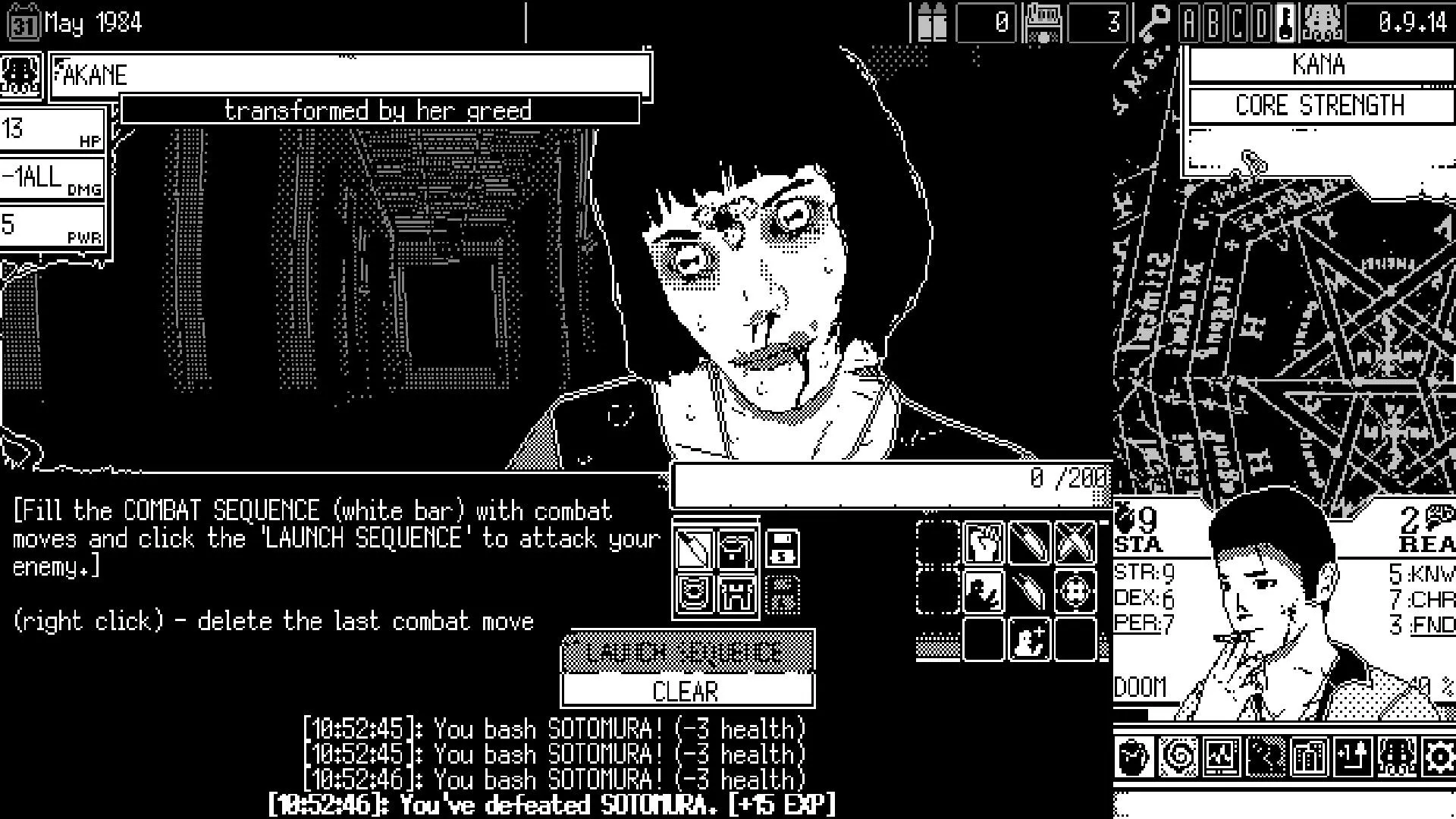 Hình ảnh một trong những quái vật đáng sợ trong World of Horror với thiết kế 1-bit độc đáo