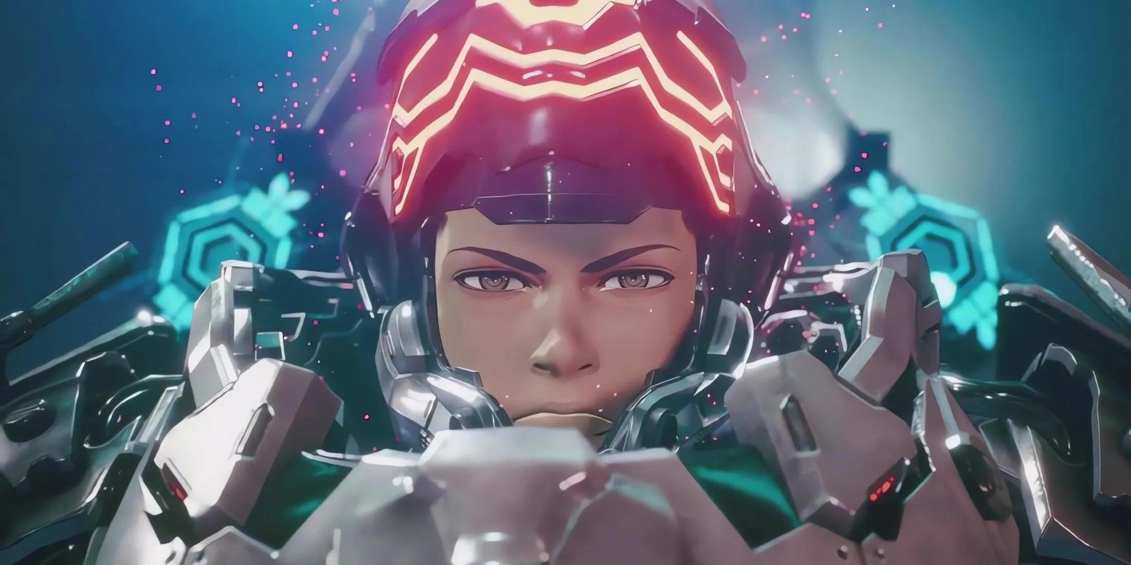 Mech khổng lồ trên nền trời trong Daemon X Machina Titanic Scion, biểu tượng của sức mạnh tùy biến.