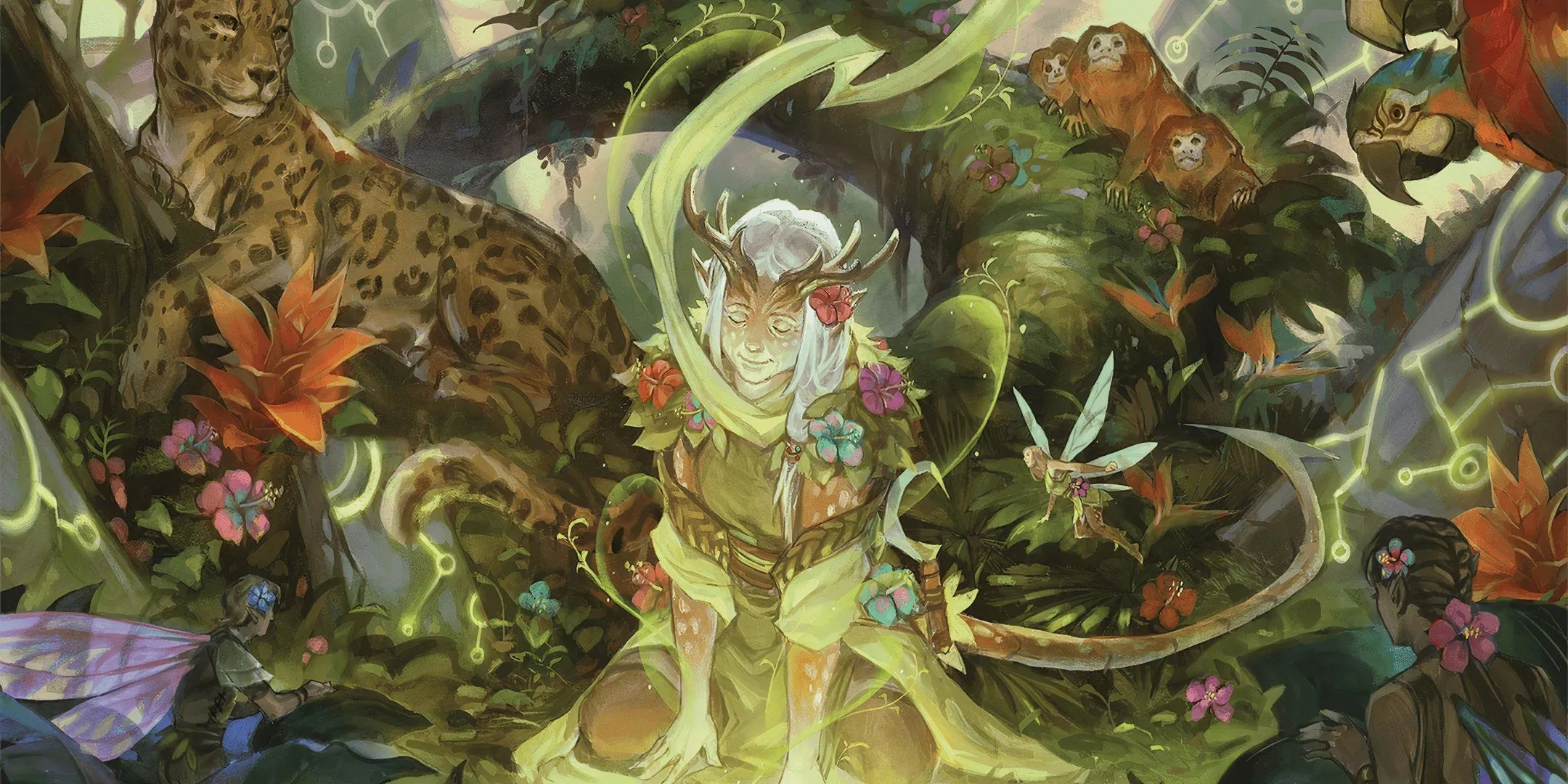 Một druid được bao quanh bởi các loài động vật trong DND.