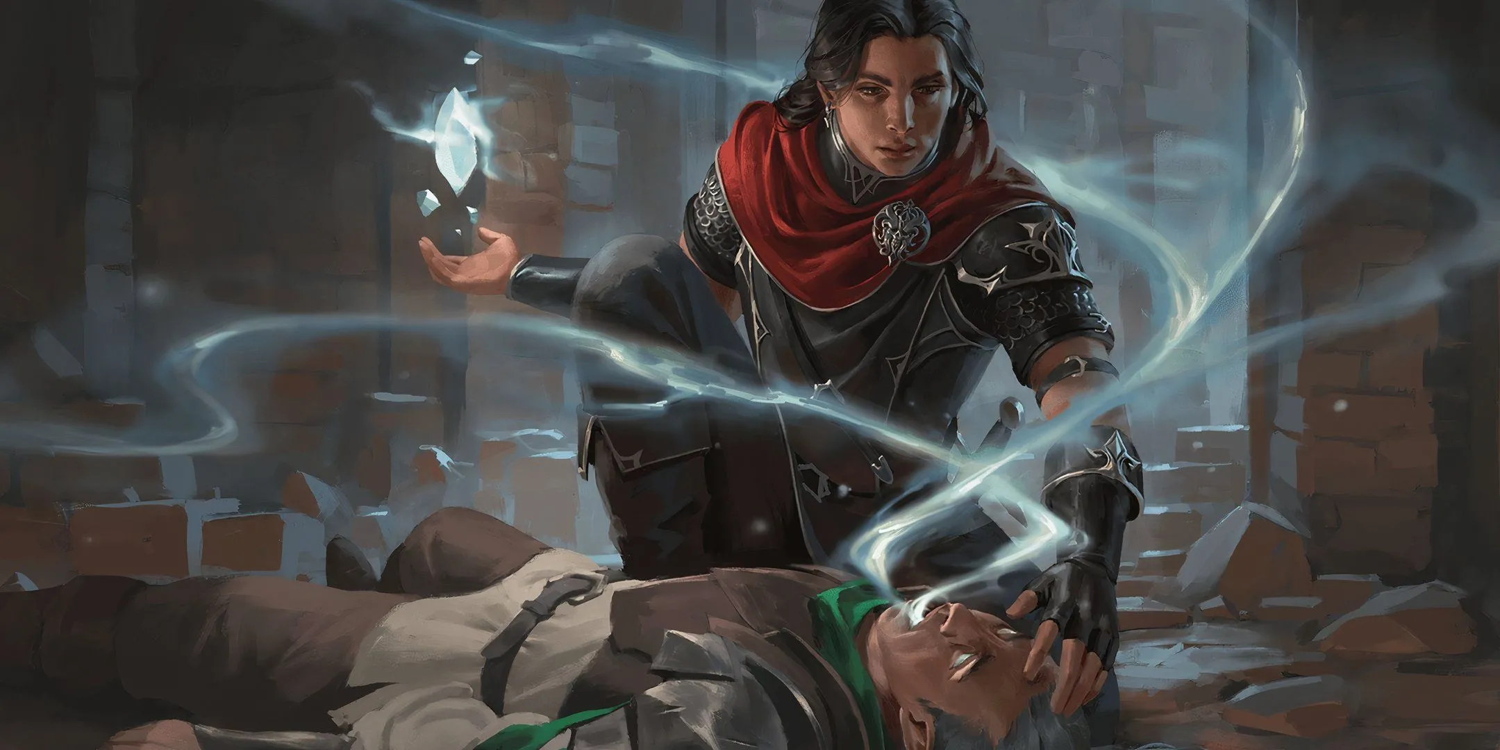 Một giáo sĩ đang cố gắng niệm phép hồi sinh người chết, bao quanh bởi ánh sáng trắng trong Dungeons &amp; Dragons.