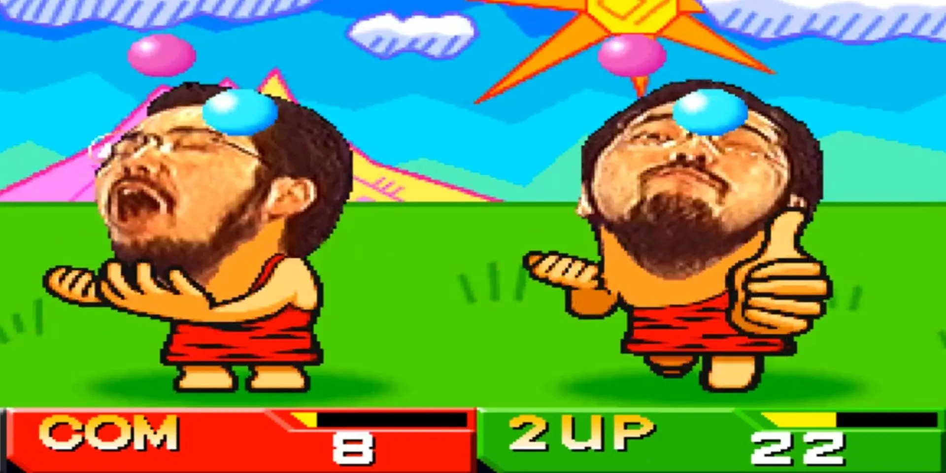 Một phân cảnh trong mini-game của Bishi Bashi Special với đồ họa ngộ nghĩnh