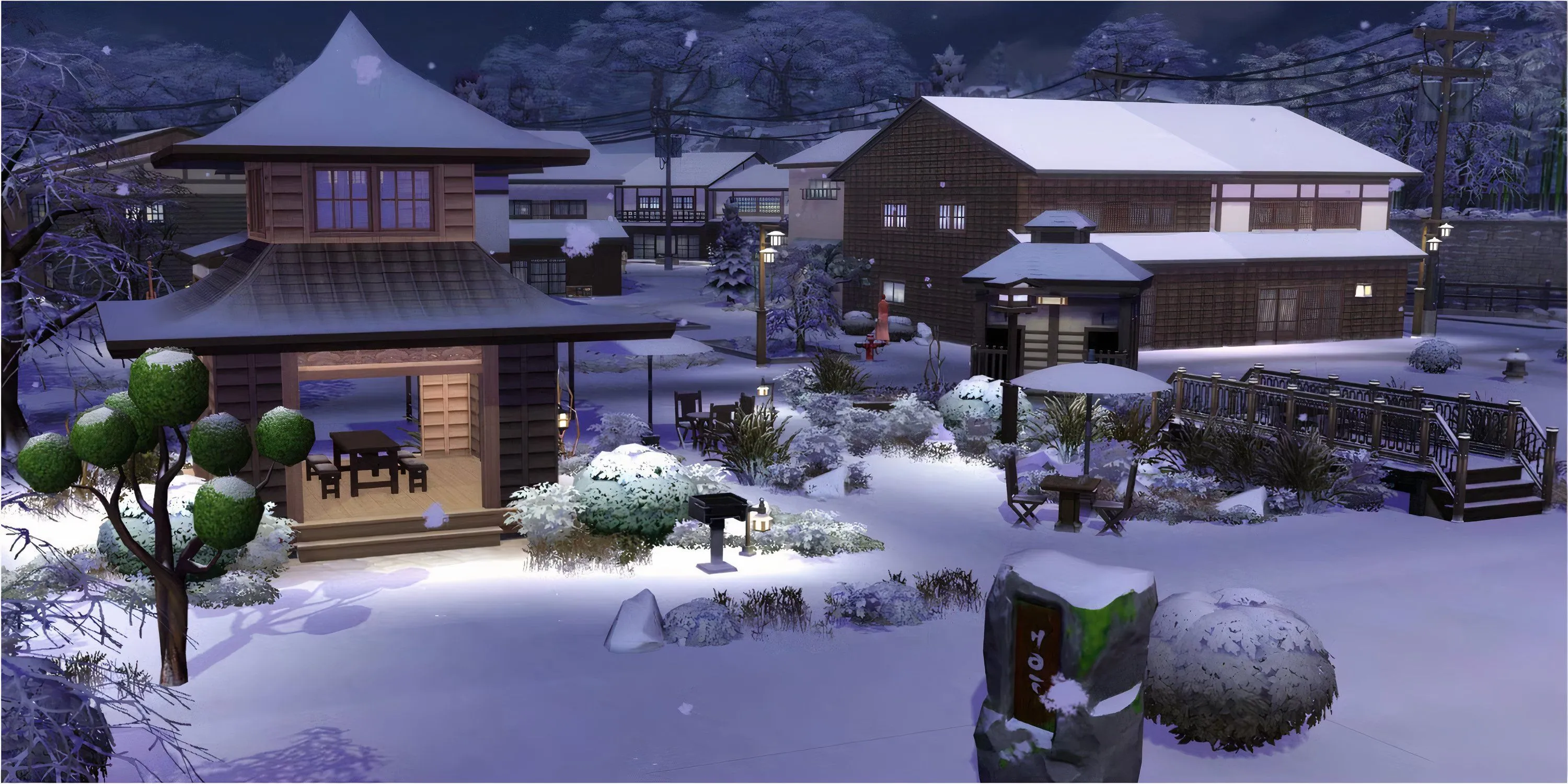 Ngôi nhà nghỉ dưỡng 5-1-1 Kiyomatsu ấm cúng giữa cảnh quan tuyết trắng của Mt. Komorebi, The Sims 4