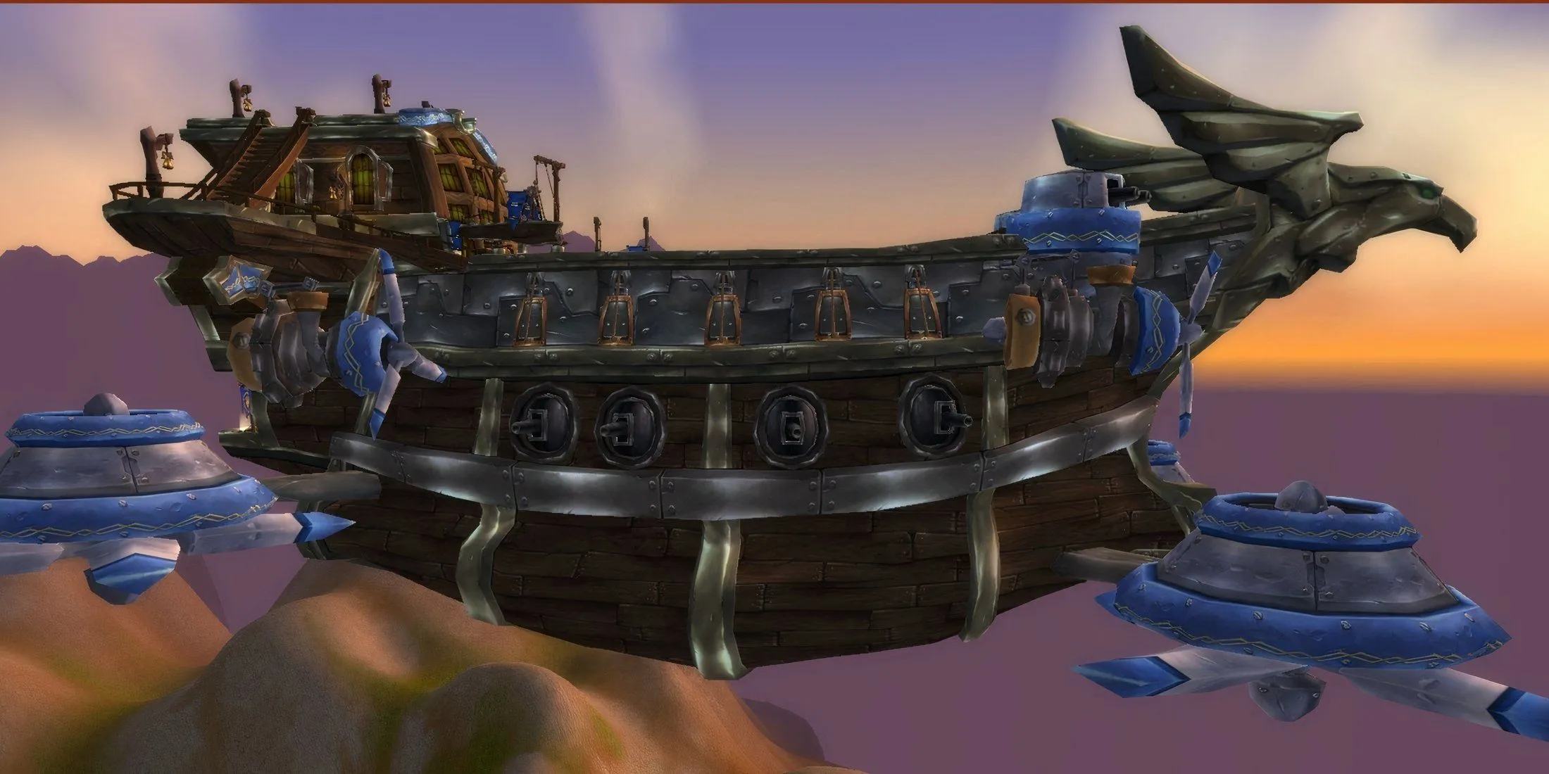 Phi thuyền chiến đấu The Skyfire của phe Alliance sẵn sàng bay đến Pandaria trong World of Warcraft Mists of Pandaria