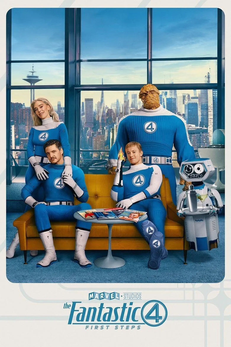Poster chính thức của bộ phim Fantastic Four First Steps với biểu tượng Tứ Quái Siêu Đẳng