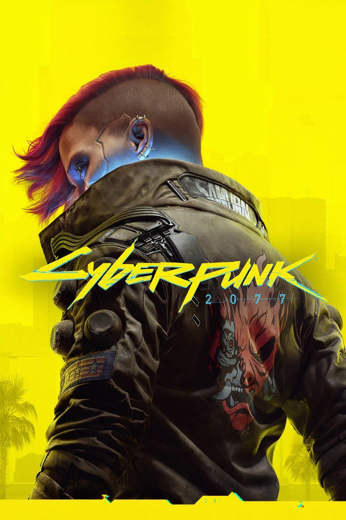 Poster Cyberpunk 2077 với V và Johnny Silverhand trên nền Night City