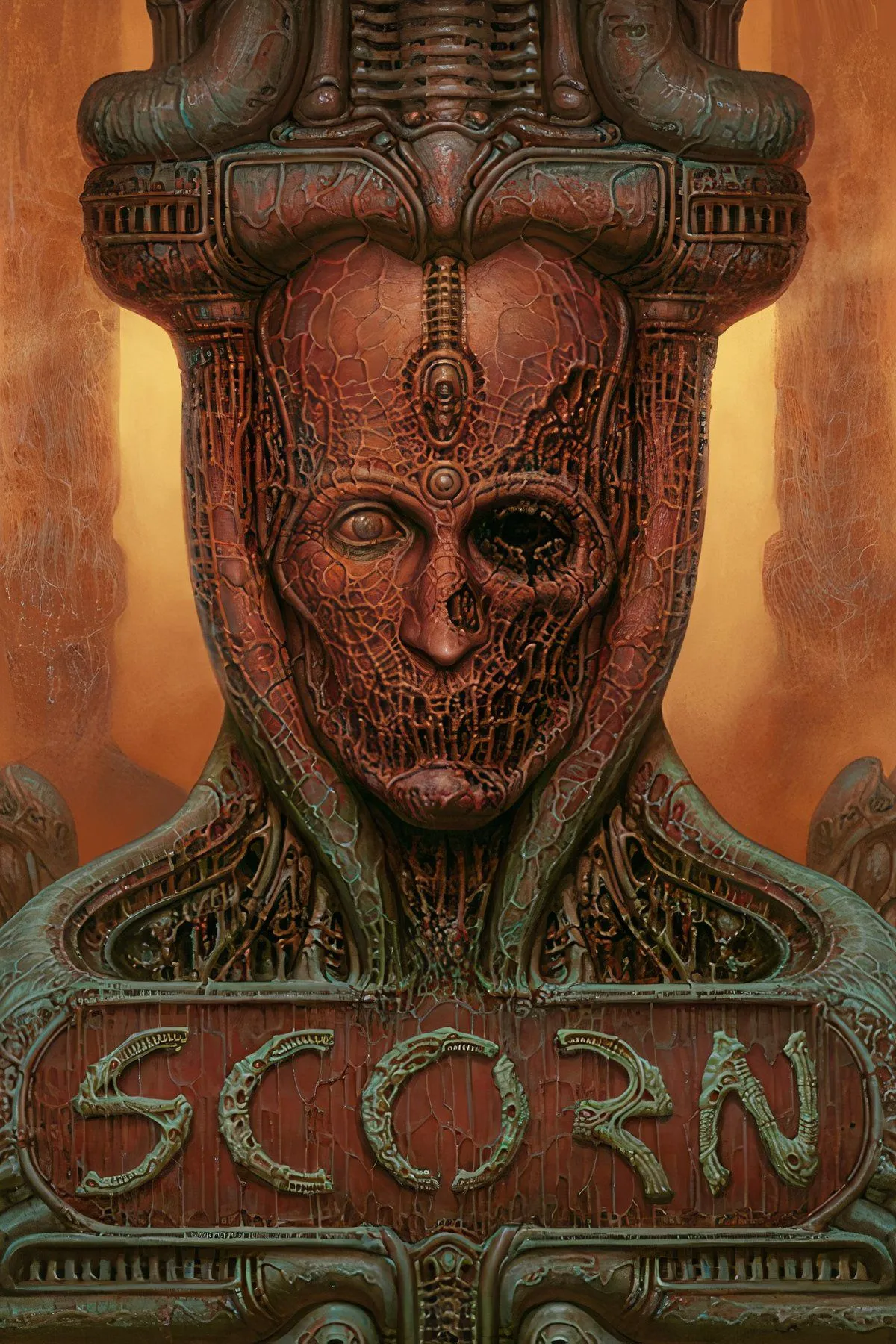 Scorn cover art, thế giới biomechanical kinh dị, game kinh dị H.R. Giger