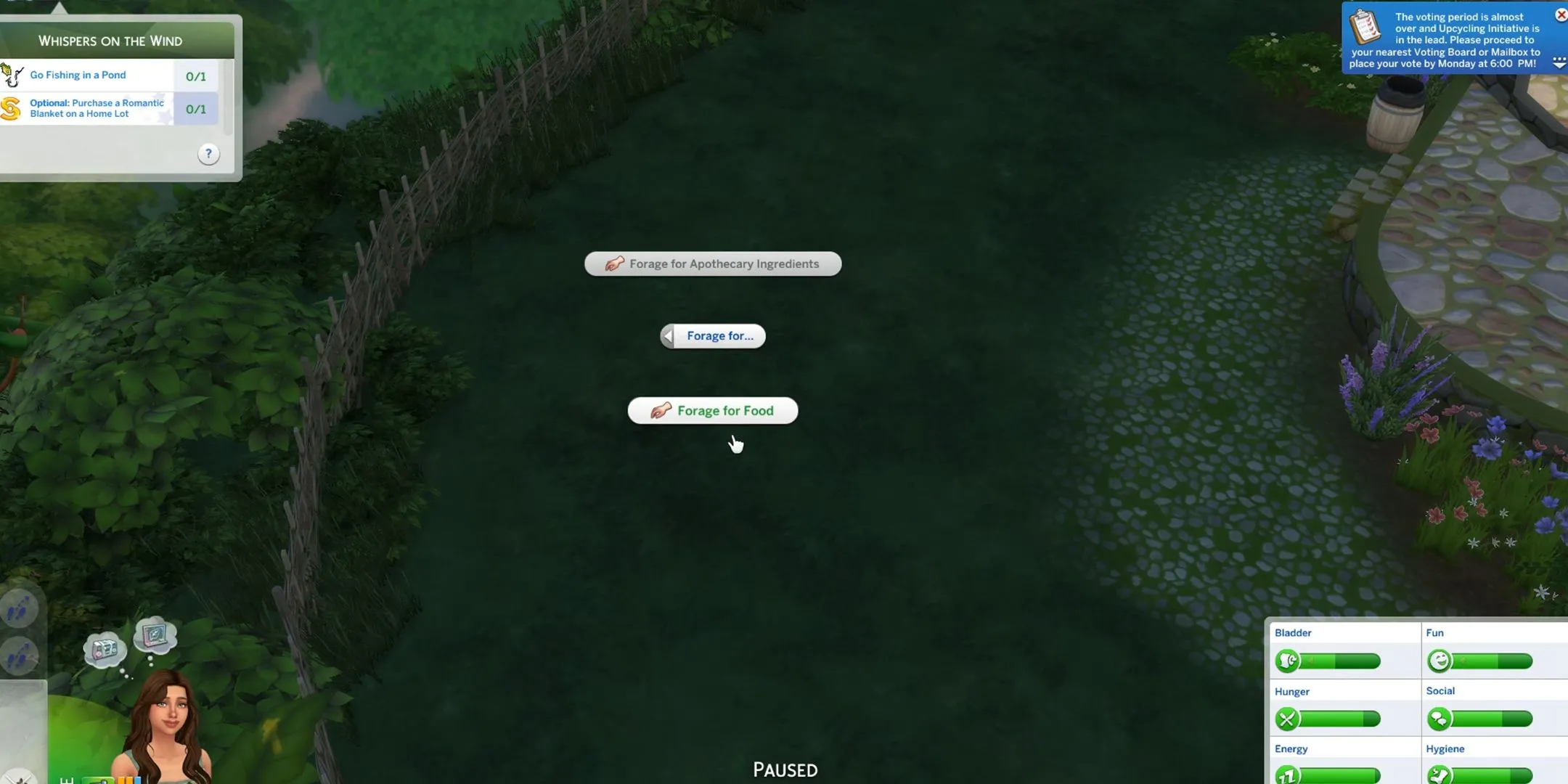 Sims tìm kiếm và thu thập nguyên liệu Apothecary trong rừng sâu, The Sims 4