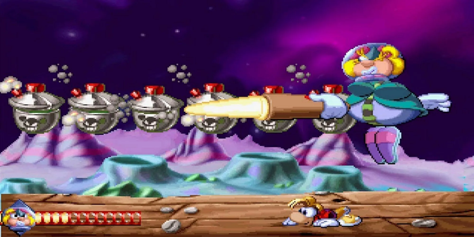 Space Mama, một trong những boss khó nhằn nhất trong game Rayman trên PS1