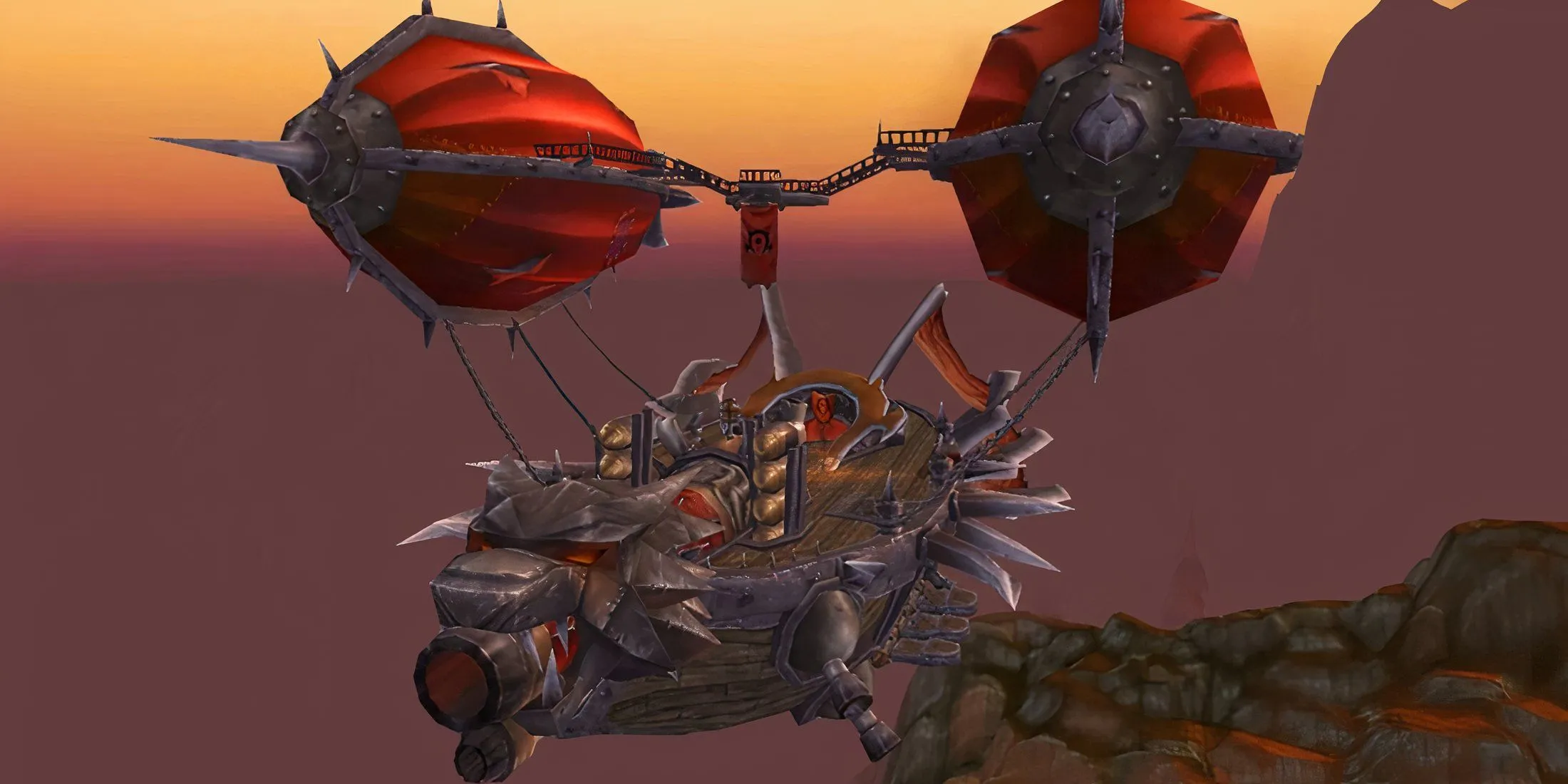 Tàu chiến Hellscream's Fist của phe Horde chuẩn bị tiến vào Pandaria trong World of Warcraft Mists of Pandaria