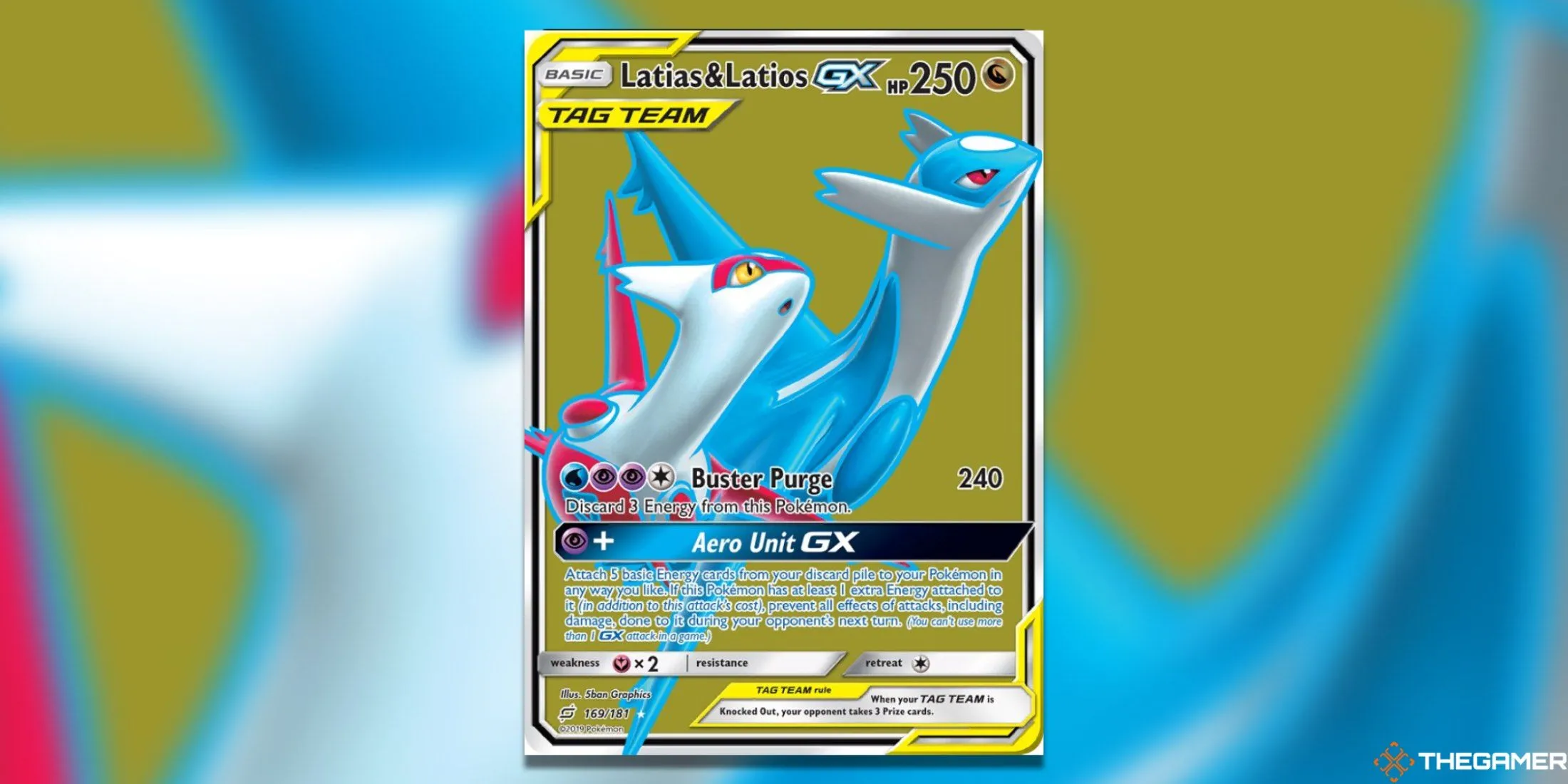 Thẻ bài Pokemon TCG Tag Team GX Latias và Latios phiên bản Full Art.