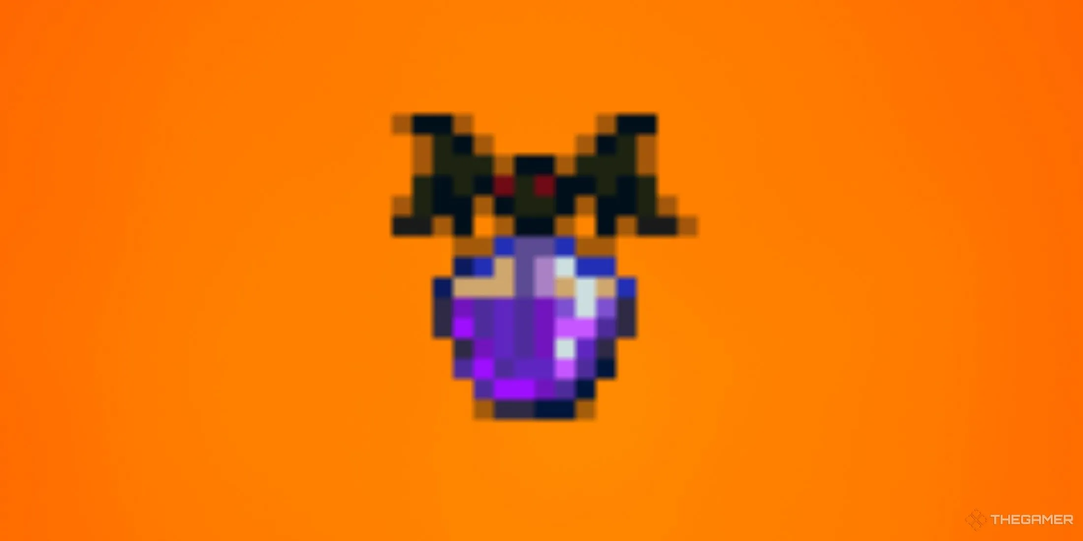 Tinh Dầu Quái Vật (Monster Musk) trong Stardew Valley, một vật phẩm tăng số lượng quái vật, hiển thị trên nền chuyển sắc cam.