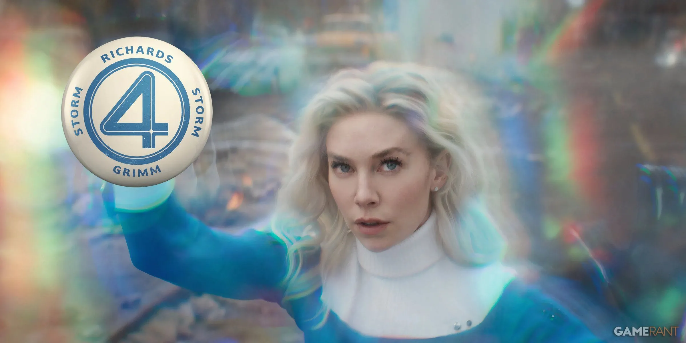 Vanessa Kirby trong vai Sue Storm với bụng bầu giả trên phim trường Fantastic Four First Steps